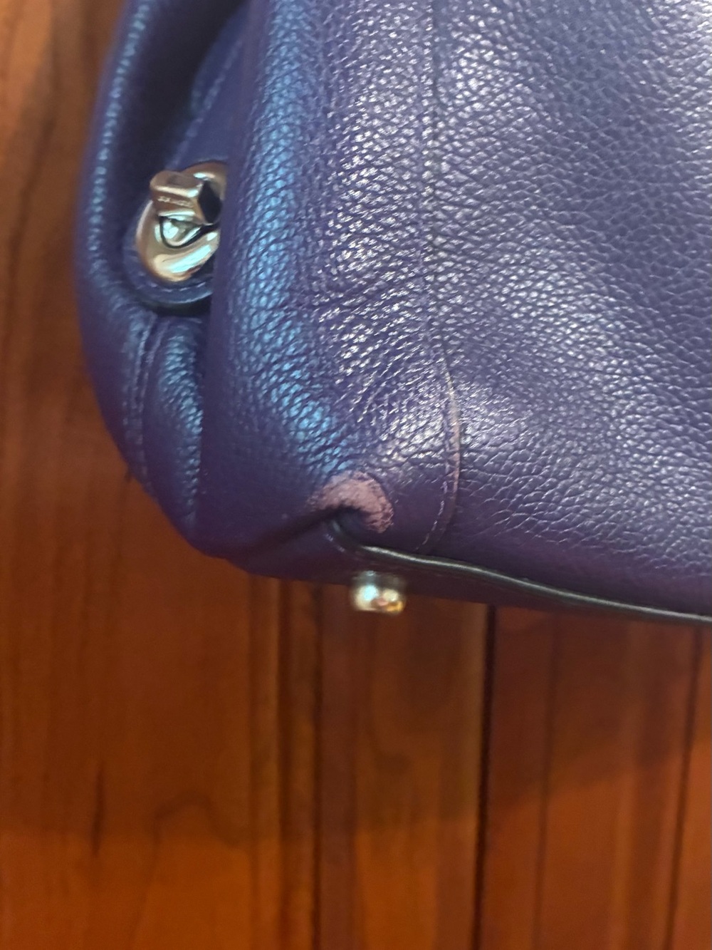 Purple Coach Edie pebbled leather shoulder handbag - Picture 7 of 14